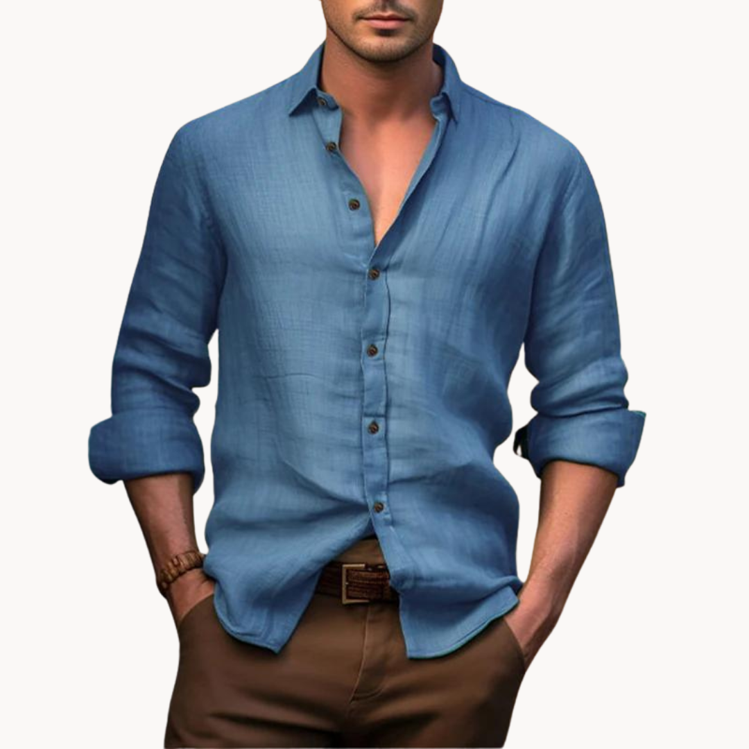 Men's – Cotton Linen Shirt – Lightweight, Breathable Fabric – Casual Summer Wear