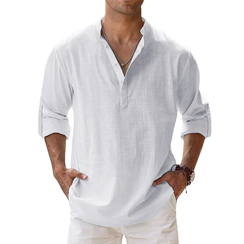 Men's – Long Sleeve Shirt – Linen, Lightweight Fabric – Casual Summer Wear